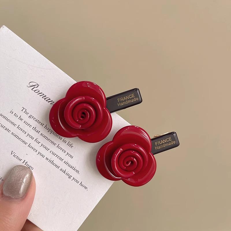 Rose Flower Acetic Acid Hair Clip AtmosphereSide Bangs ClipGirlish Side Clip Broken HairDuckbeak Clip Hair Accessory