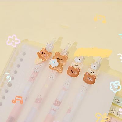 Matita meccanica a forma di orso carino da 0,5 mm, penna a pressione Kawaii con penna automatica a forma di cartone animato
