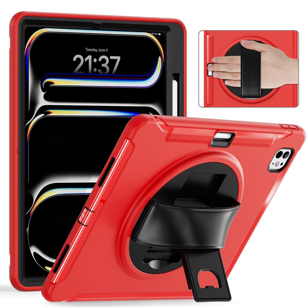 Hybrid Stand Cover for IPad Pro 13 2024 M4 Model A2926 A2925 A3007 360 Rotating Tablet Case PC-TPU with Hand Shoulder Shockproof