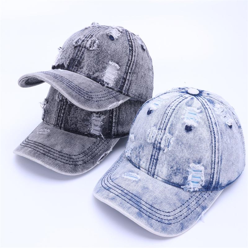 Unisex American Retro Distressed Denim Baseball Cap – Spring/Summer 2025
