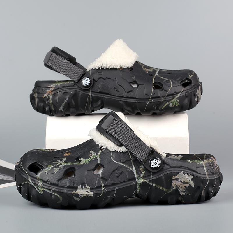 Fashion New Men Winter Slippers Indoor Comfortable Warm Slippers Summer Removable Sandals Men Casual Non Slip Plush Fur Clogs for Men