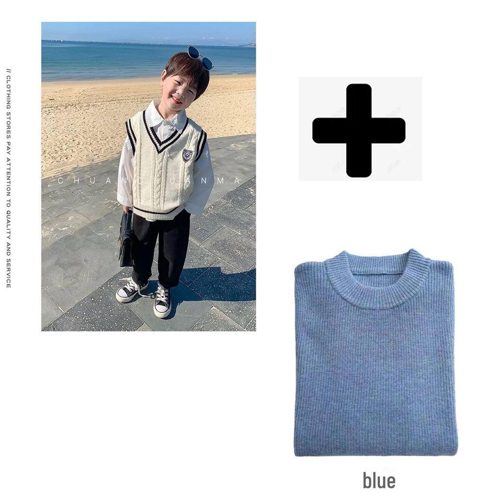 Dziecięca kamizelka swetrowa w stylu college - Wiosenno-jesienna dziergana kamizelka dla chłopców i dziewcząt