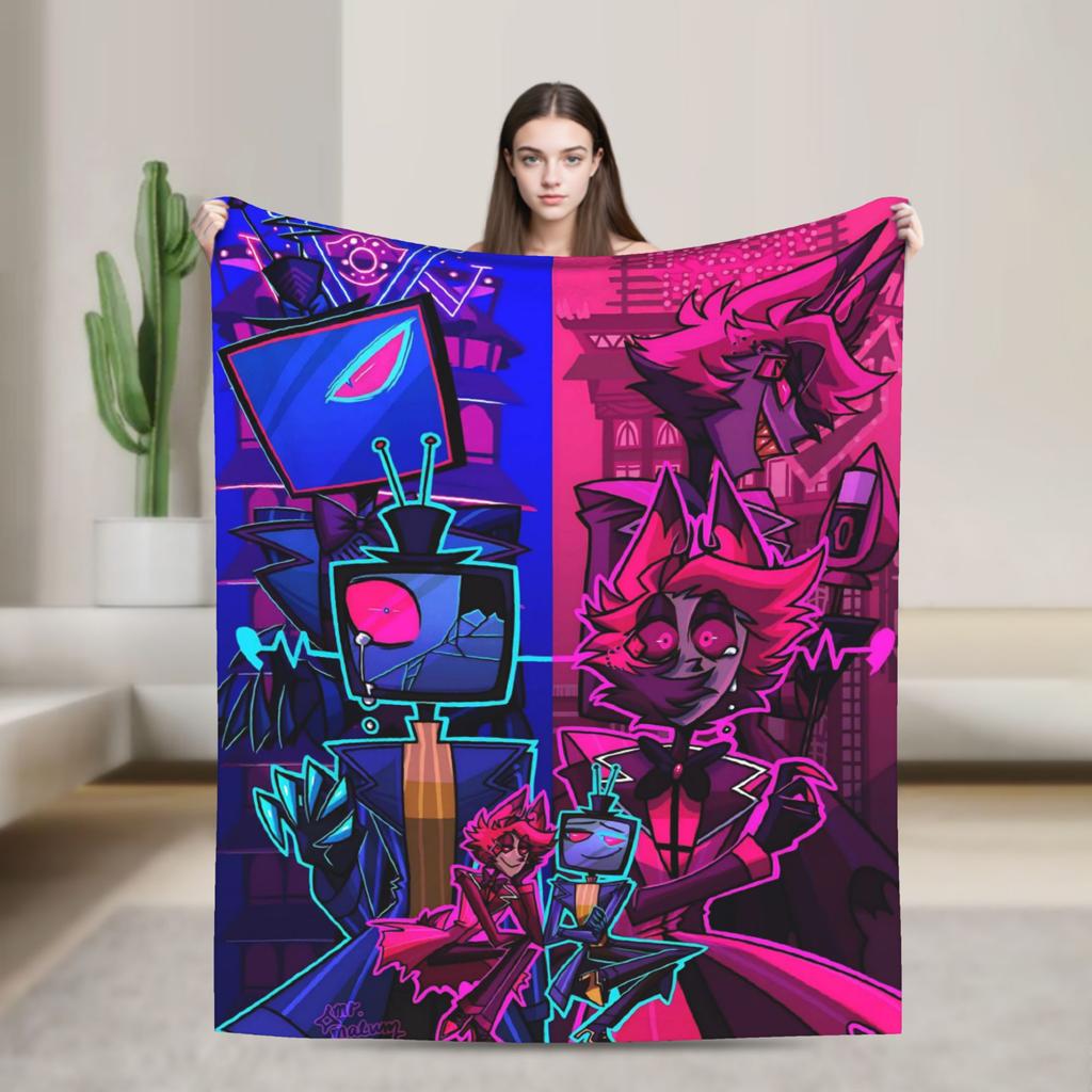 Cartoon H-Hazbin HotelS Flannel Blanket Winter  Warm Soft Bedding Throws for Child Home Decor Funny Bedspread Sofa Bed Cover
