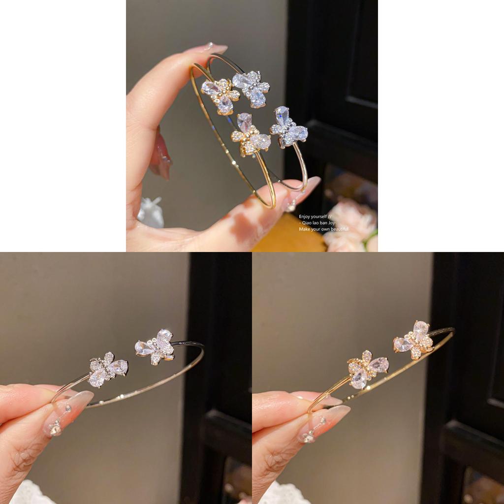 Butterfly Zircon Open Cuff Bracelet For Women Jewelry Accessories