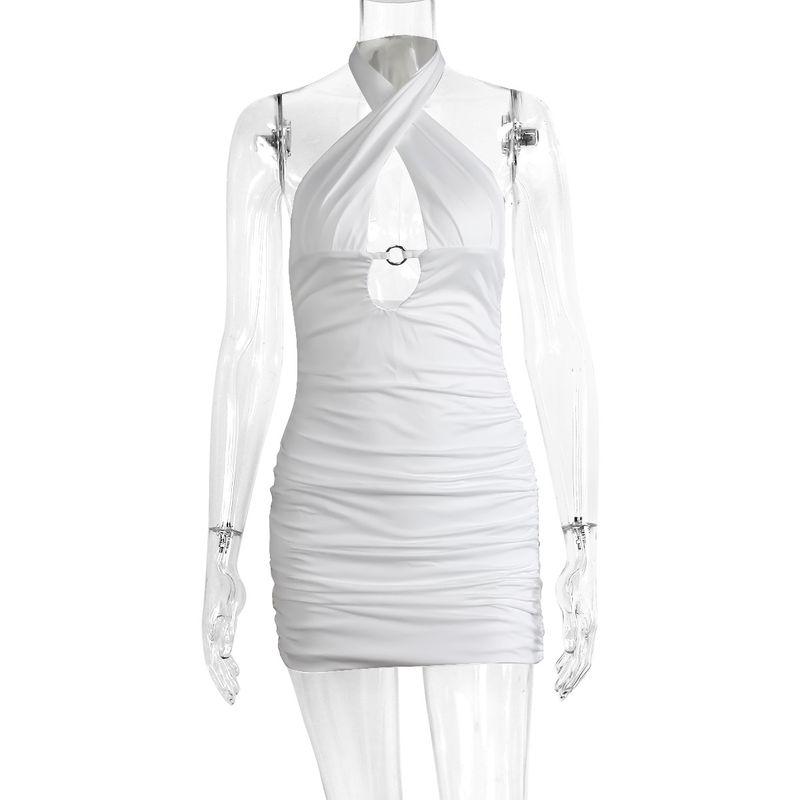 Outfitgirl Disco Dancing Sexy Wear Cross-Halterneck Series Lead Silm Ruffle Hip Short Skirt Girlfriends Skirt