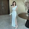 Summer Muse Evening Dress Split Temperament Banquet Celebrities Nightclub Light Luxury Niche High-end Shoulder Dress