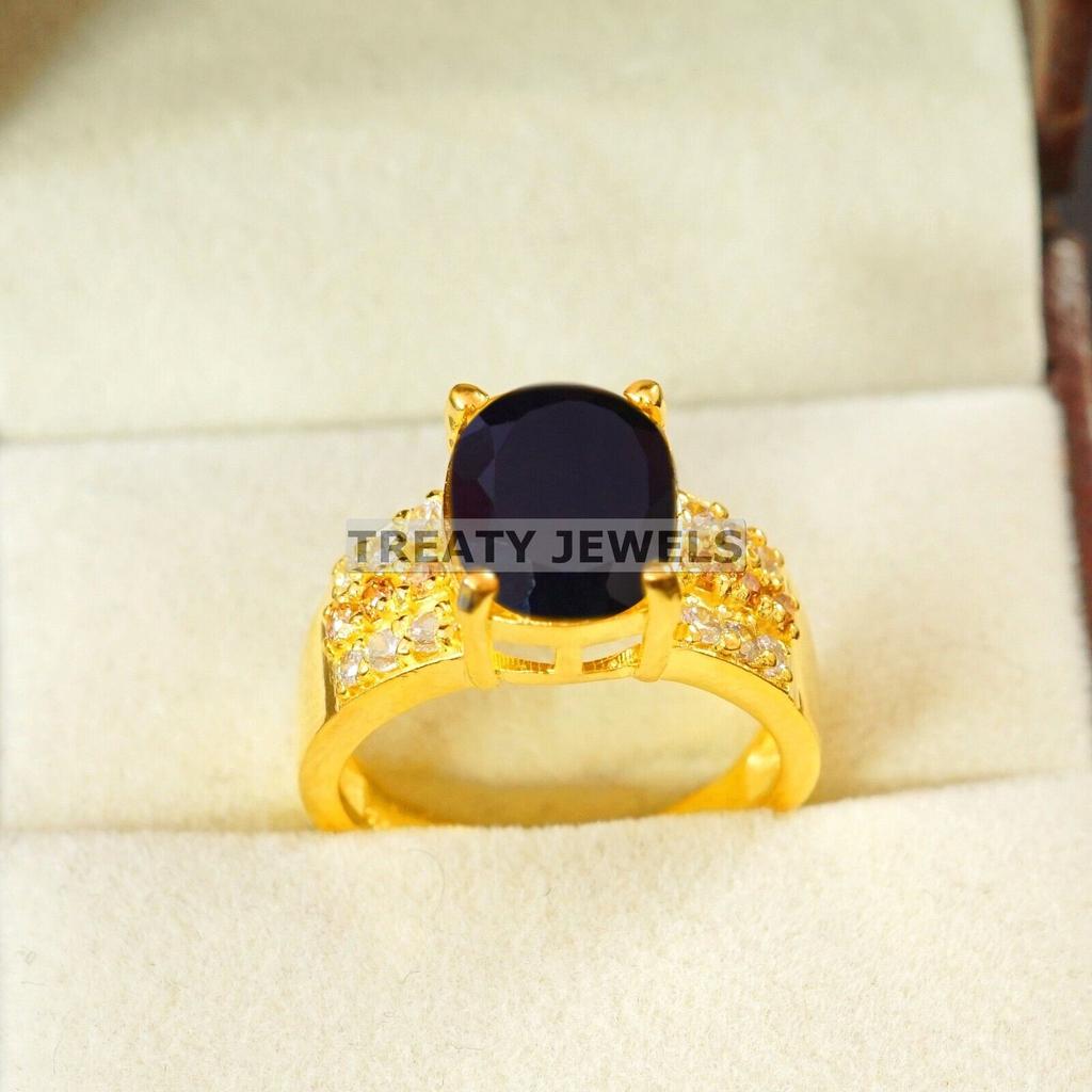 Black Onyx Oval Cut With 925 Silver Gold Plated Ring For Men's #A812 JL375666900540