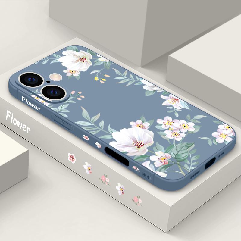 Plain Floral Pattern Shockproof Soft Case For iPhone 16 Pro Max 15 14 Pro 13 12 Mini 11 XS XR 8 7 Lanyard TPU Lens Protection Slim Matte Phone Cover