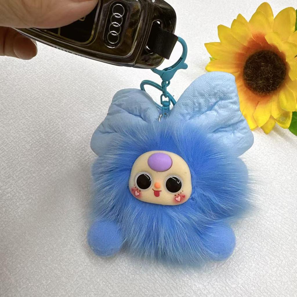 Adorable Fox Fur Pom-Pom Elf Doll Keychain Pendant