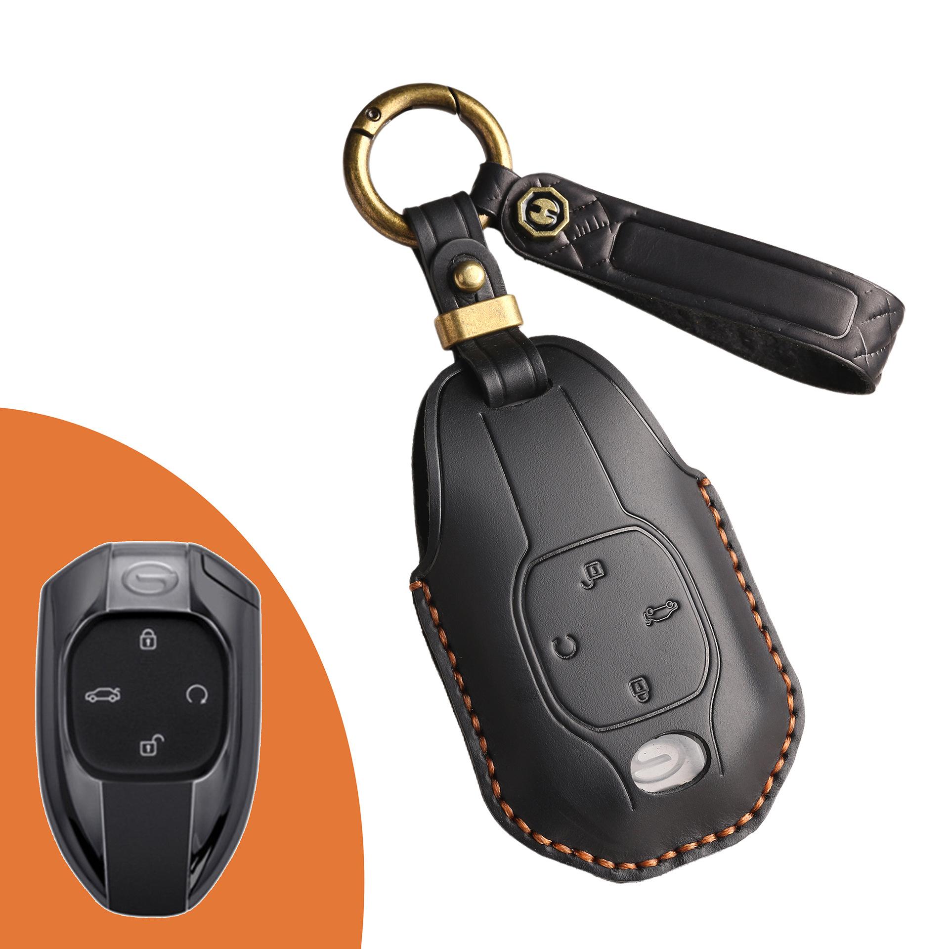 

The retro key cover is suitable for GAC New Energy Trumpchi E8 car handmade real cowhide key protection bag.