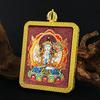 Zodiac Cinnabar Thangka Pendant - Eight Guardian Deities Amulet Box (Samantabhadra & Manjushri)