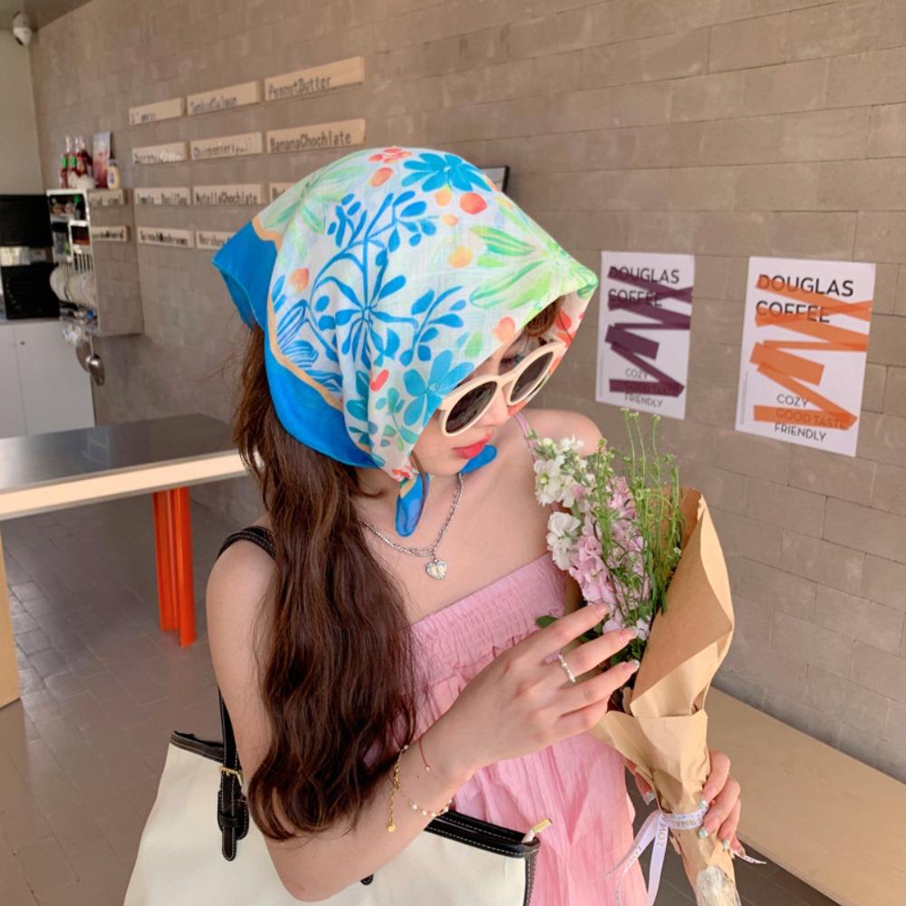 

Мягкий женский платок для головы, дышащий, небольшой квадратный шарф, модный платок для волос, весна-лето H