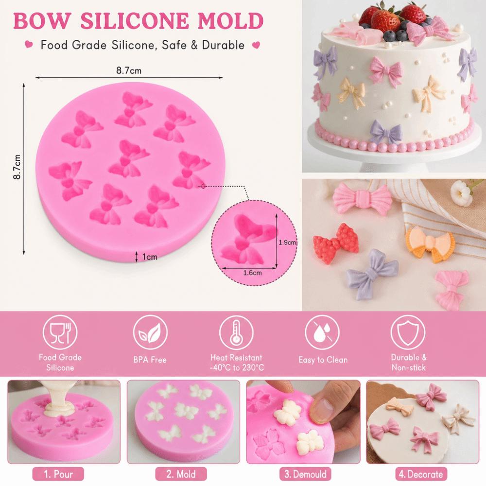 Bowknot Cake Pop Accessories DIY Chocolate Candy Baking Mold Silicone Fondant Molds  Kitchen