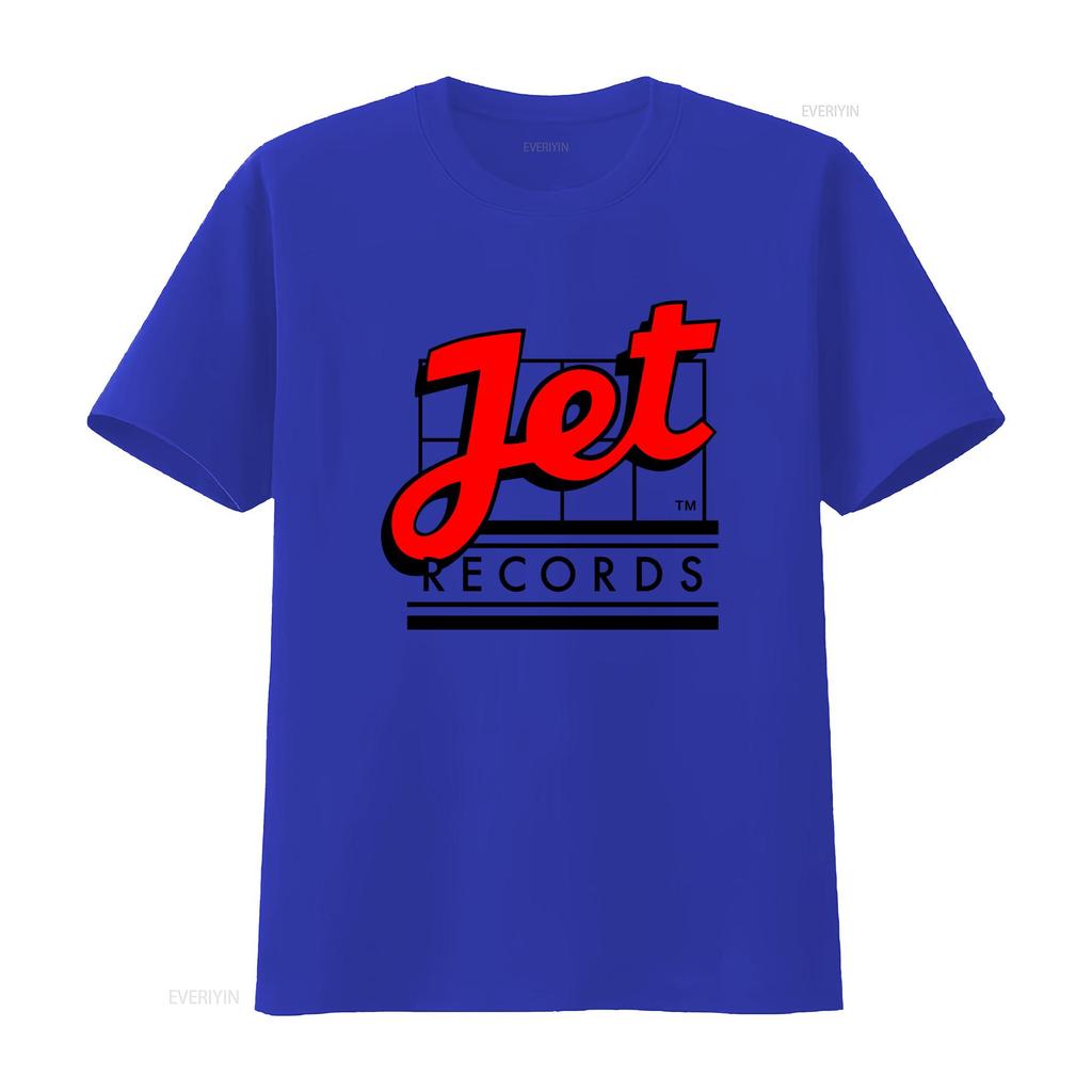 Jet Records Logo T-shirt 100% voorgekrompen Katoen Retro Failliet Platenlabel Ontwerp vintage Gewassen Comfortabel Rekbaar homme