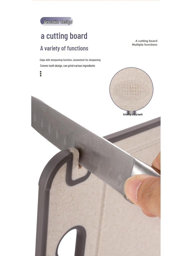 304 Stainless Steel & Titanium Antibacterial Cutting Board - Thickened Design for Fruits, Vegetables, Wheat Straw Material.
