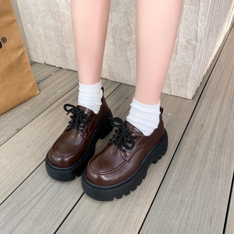 Women'S Thick Heel Shoes Spring New Round Head Deep Mouth Front Strap Thick Sole Anti-Slip Wear-Resistant Low-Top Shoes