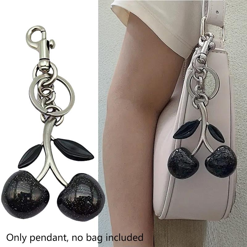 Black Cherry Fruit Charm Car Keychain Pendant Decoration Handbag Shoulder Bag Hanging Ornament Keyring  Accessories Gifts