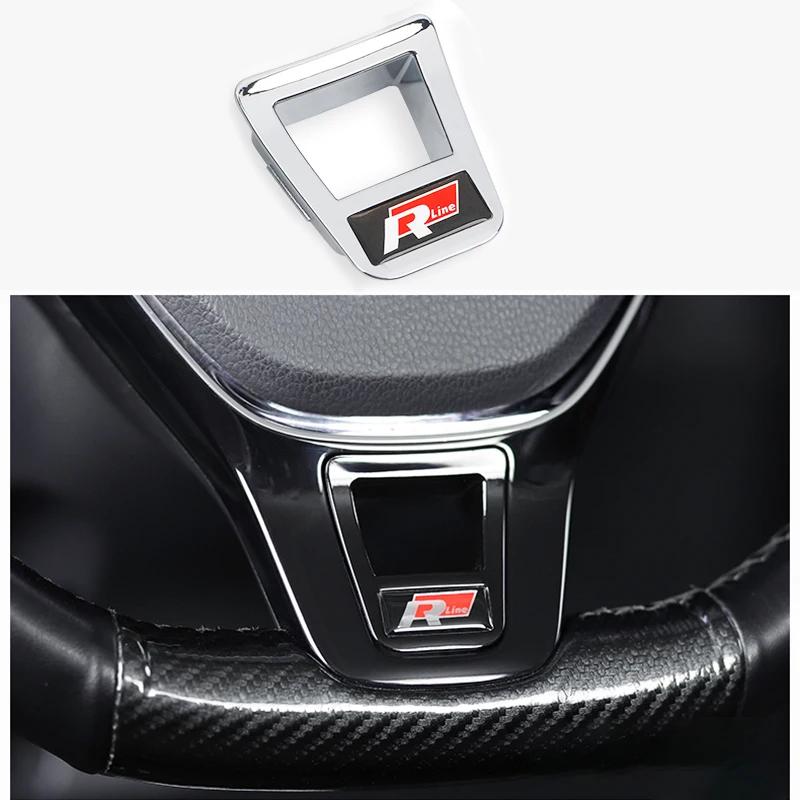 Autocollants de Garniture de Volant de Voiture en ABS Chaud Logo R Accessoires Pour Volkswagen VW R-Line R GTI Polo T5 T-ROC Golf Passat Scirocco Je