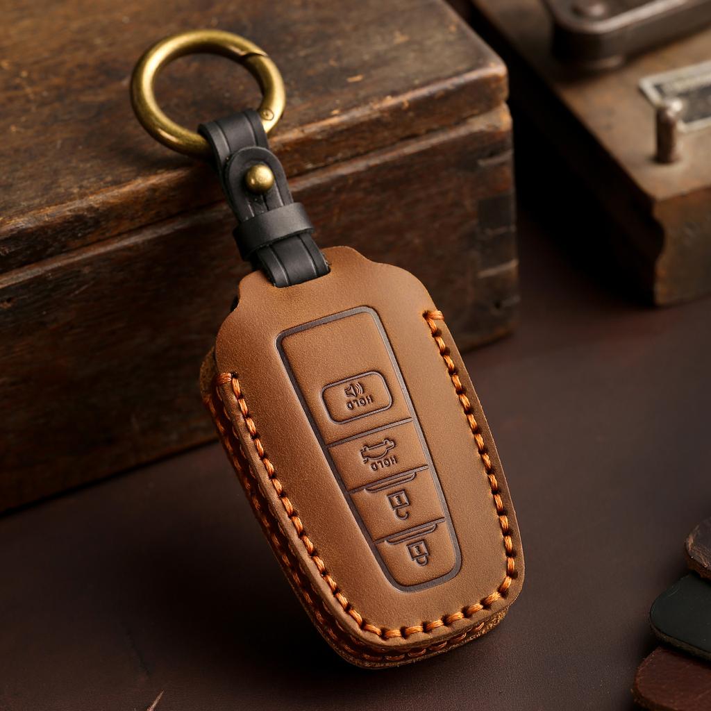 Leather Car Key Fob Case Cover for Toyota CHR Camry Prius Land Cruiser Prado Furniture Corolla Yaris RAV4 Highlander Accessories