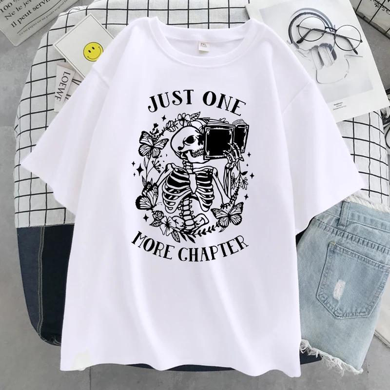 Nog één hoofdstuk Grappig Doodskop T-shirt Dames Ademend T-shirt Street Hip Hop Korte Mouw Casual Los T-shirt