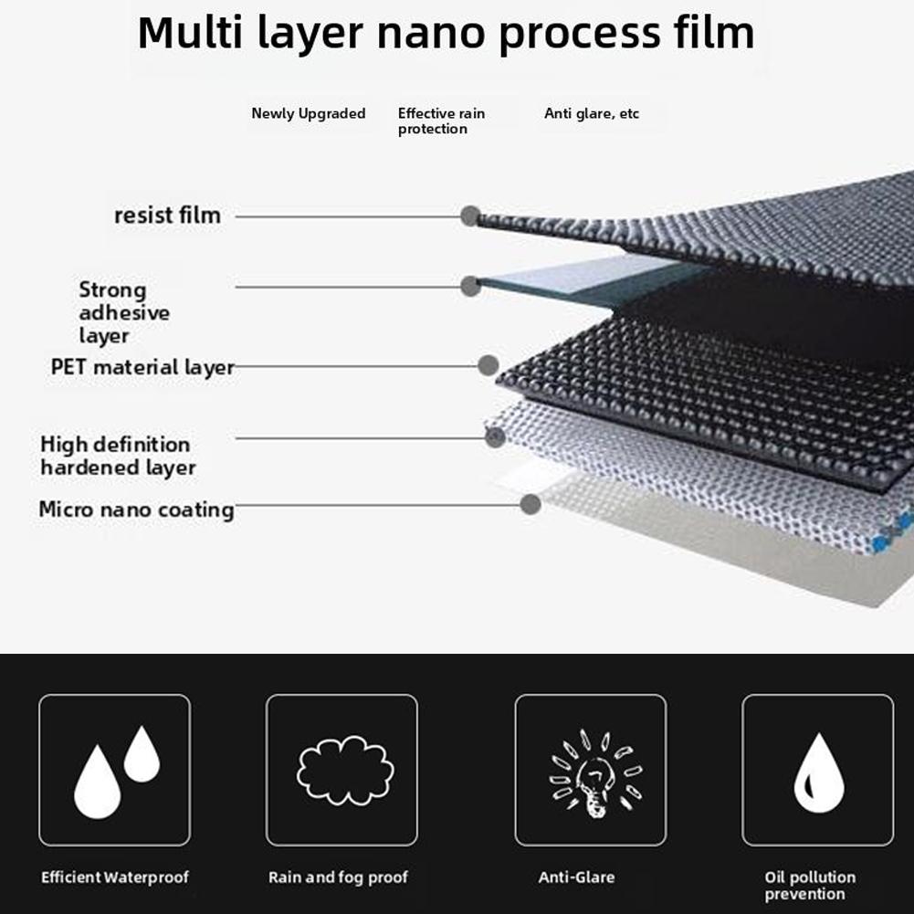 1 Set Car Rearview Protective Side Windows Sticker, Anti Fog Glare Rainproof Waterproof Mirror Film Clear Nano Coating Accessory