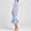 Ladies' Perspective Lace Hollow Belt Long Sleeve Fishtail Dress Solid Color Lace Decorative Elegance Ladies' Long Sleeve Dress Spring Autumn New Style