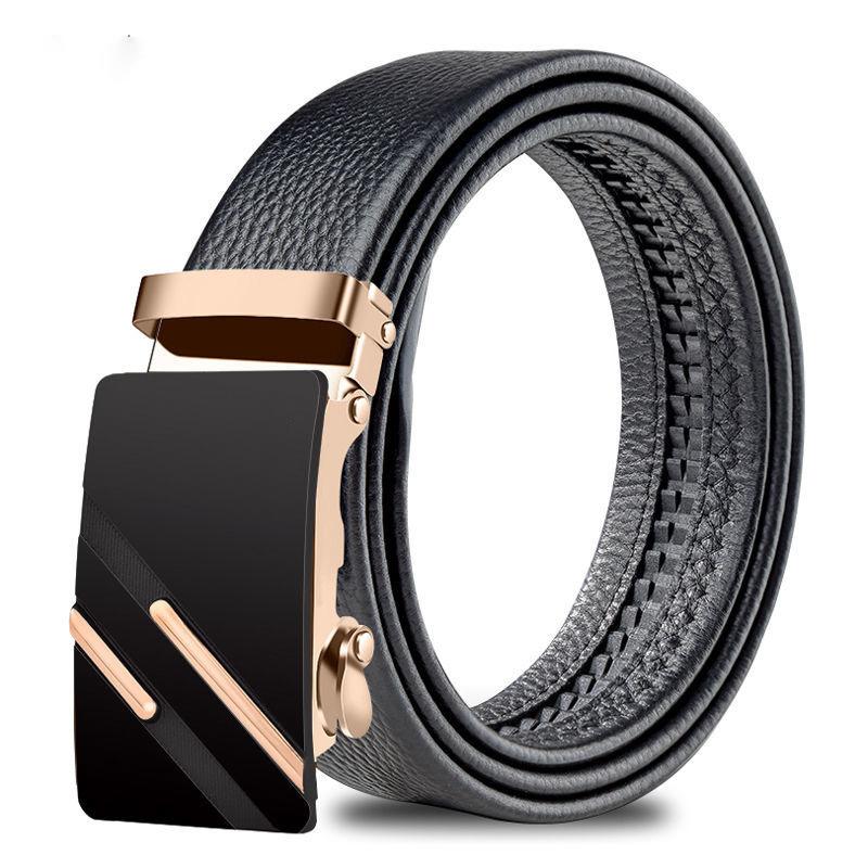 Men'S Belt Men'S Soft Leather Automatic Buckle Student Belt Middle-Aged And Young Leisure Business Belt Trendy Leather