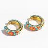Chinese Flower Enamel Ear Rings Classic Glaze Ear Jewelry  Gifts for Women Girl