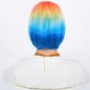 European American Women's Bangs Short Straight Hair Wig Multi-color Gradient Bob High-temperature Synthetic Headband