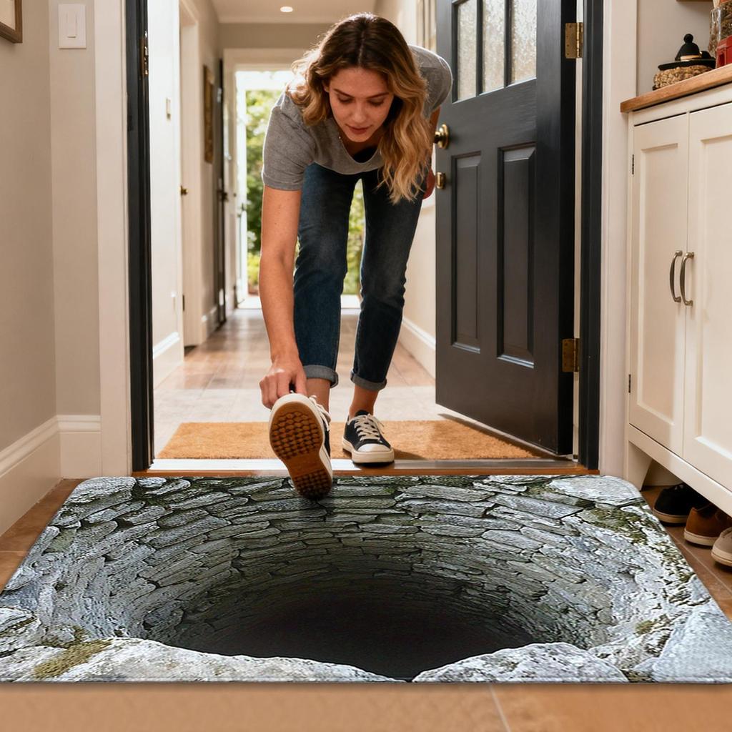 Optical Illusion Door Mat Abyss Illusion Non-Slip Absorbent Doormat 20x32 Inch Machine Washable Rugs for Indoor Outdoor Bathroom
