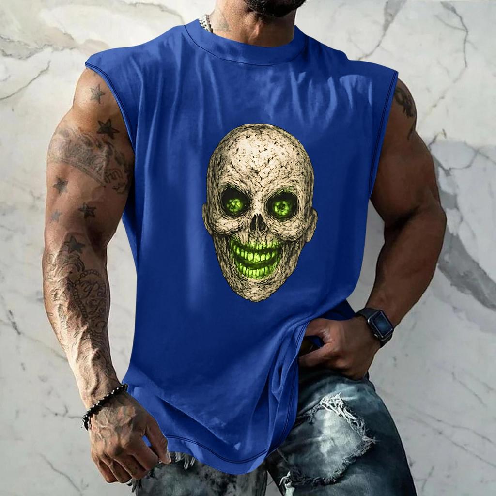 Men's Loose Fit Sleeveless Tank Top Casual Sports Muscle Shirt Halloween Print Comfortable Breathable Lightweight Summer Wear