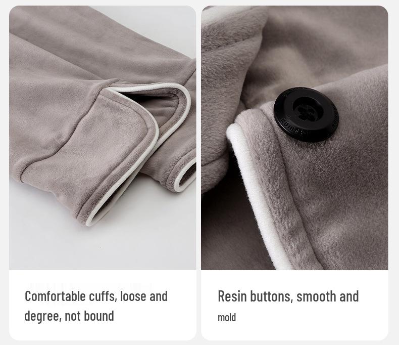 Sea Island Samt Damen Winter Pyjama - Langarm, Lange Hose, Dicke Korallenfleece Strickjacke Homewear Set