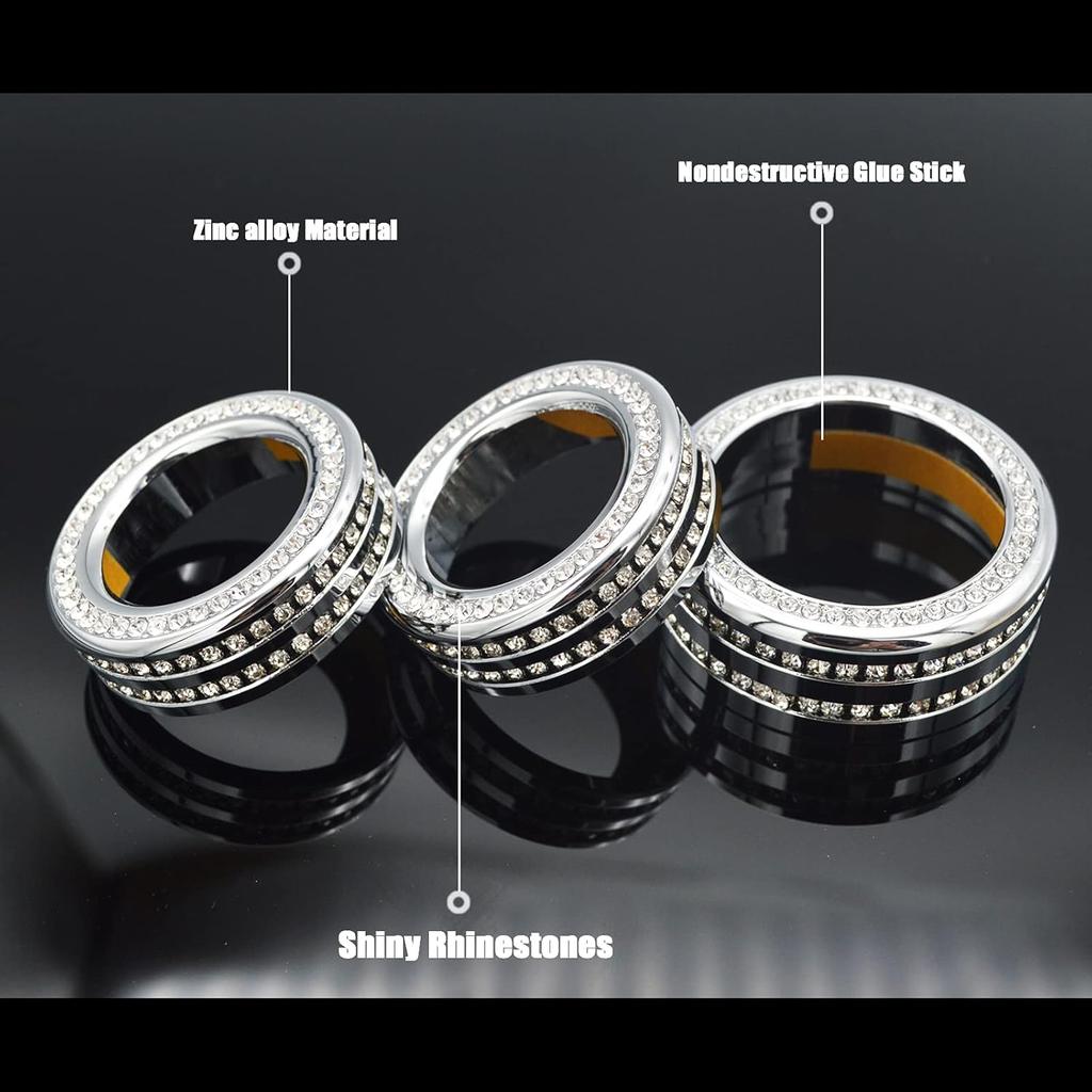Sparkly Shiny Bling AC Air Conditioner Volume Tune Knob Button Cover Cap Compatible with Dodge Challenger Charger Chrysler 200 300 300s 2015-2020
