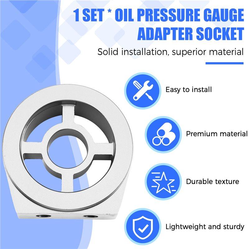Oil Filter Cooler Sandwich Plate Adapter Universal Oil Sensor Adapter M18 M20 M22 3/4 With Connectors Silver