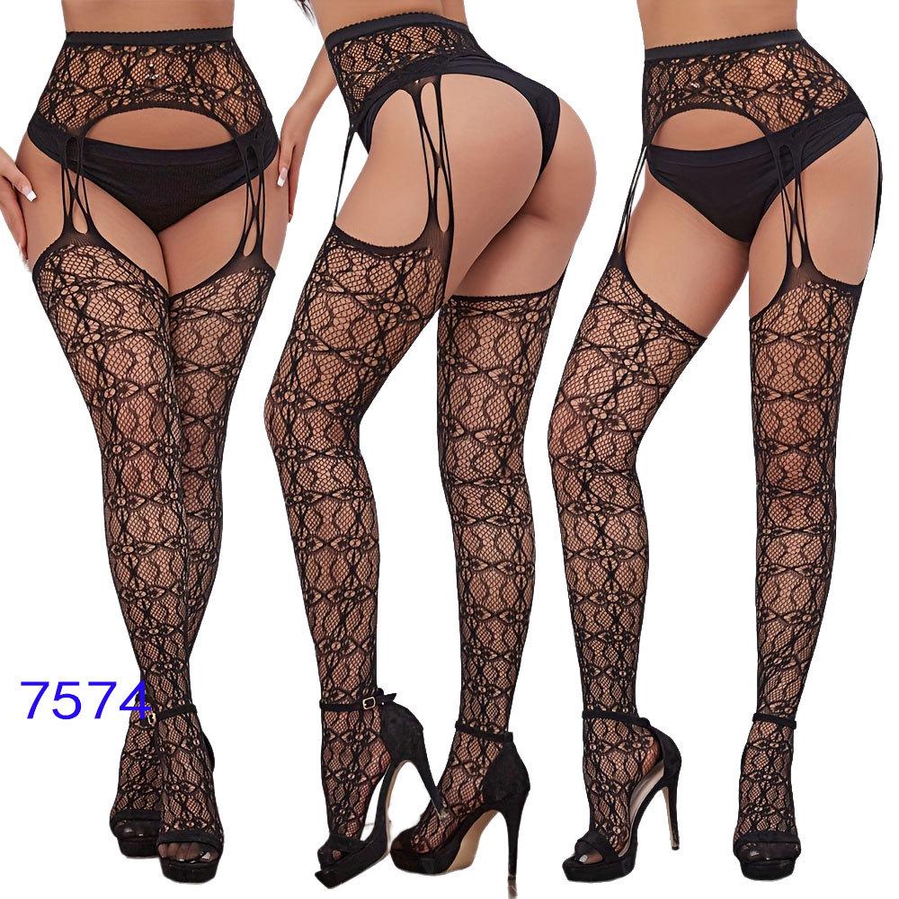 Evropské a americké sexy dámské bezrozkrokové podvazky a žakárové punčochy - styl 6013