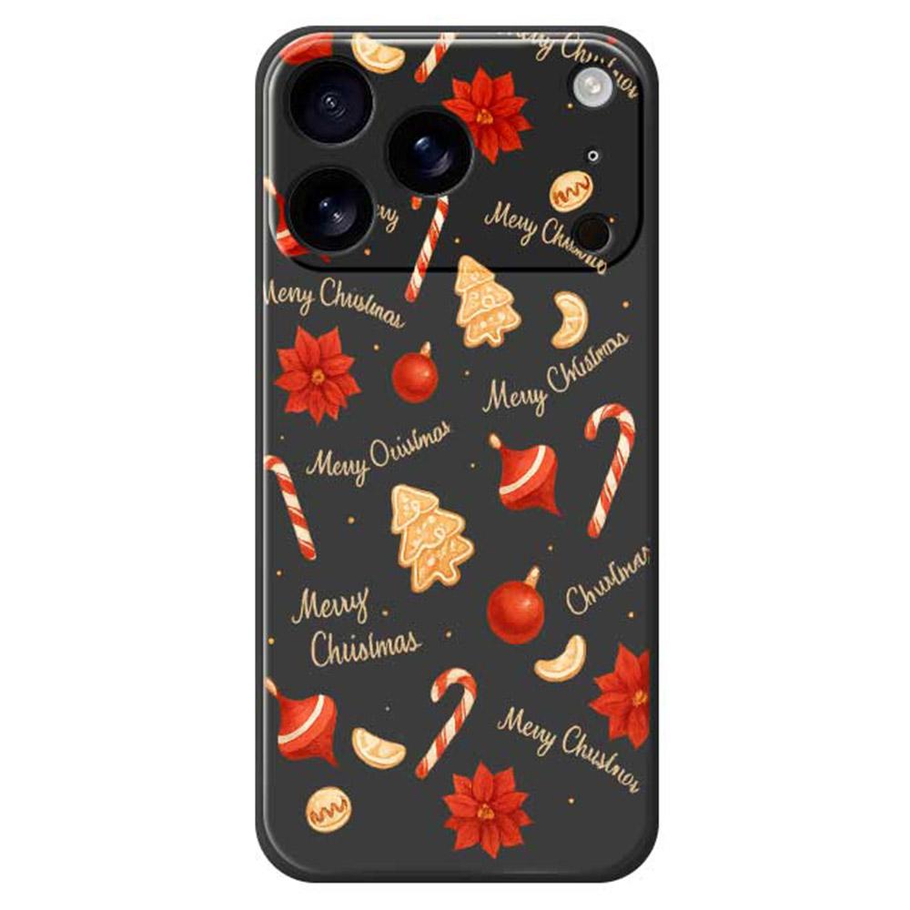 For iPhone 17 Pro Max Case Christmas Big Candy Pattern Printing Straight Edge TPU Phone Back Cover