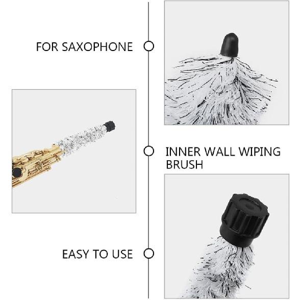 2pcs Alto Saxophone Cleaning Brush Cotton Thread Sax Maintenance Tool for Thorough Inner Wall Cleaning and Soft Saxophone Care Brush