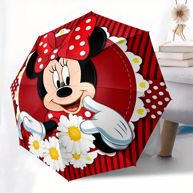 Disney Minnie Mouse,Polka Dots,Daisy Manual Opening and Closing Umbrella -8-Rib Reinforced Folding Design, Lightweight and Portable, Suitabl