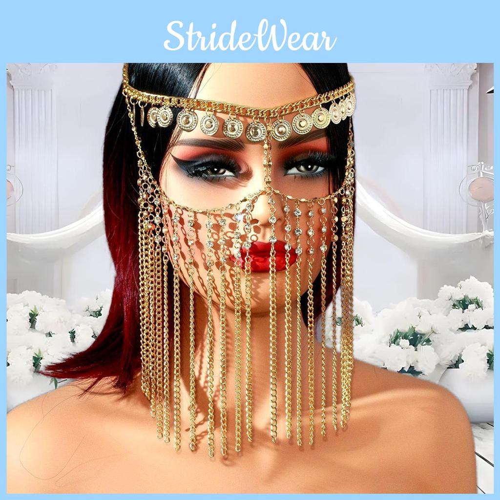 Head Ethnic Jewelry With Gold Water Drill Chain Tassel For Festival Wear Party