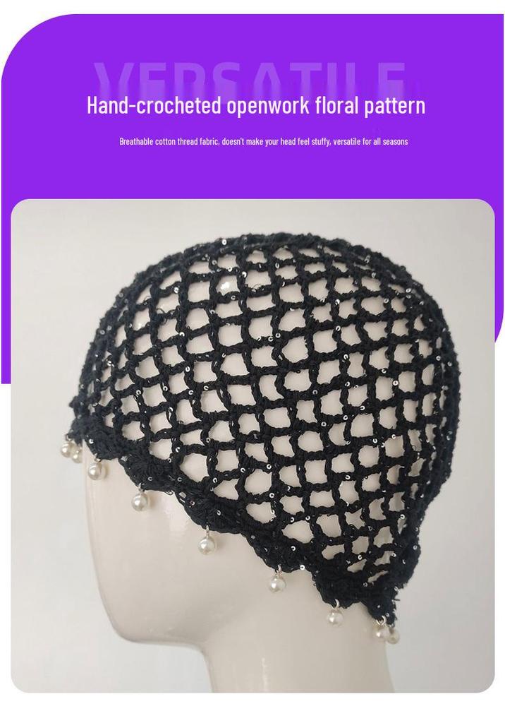 Bohemian Style Handwoven Hollow Bead Women's Knit Pullover Hat