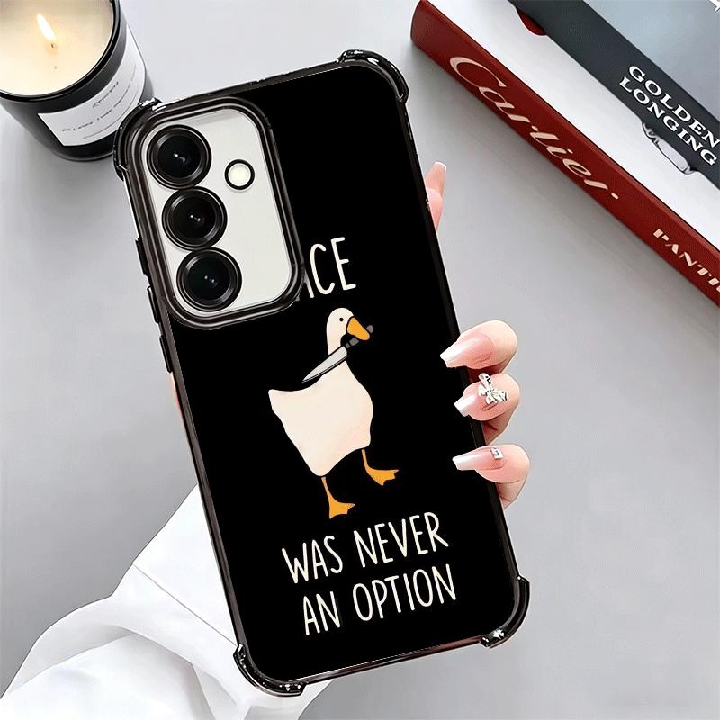 Funny Cartoon Goose Game Plating Phone Case For Samsung A17 A07 A37 A57 A16 A56 A15 A55 A14 A54 A13 A53 A26 A36 A25 A35 A24 A34
