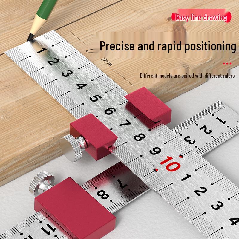 Steel Ruler Positioning Block – Aluminum Alloy Scribing Limiter for Woodworking and Marking.
