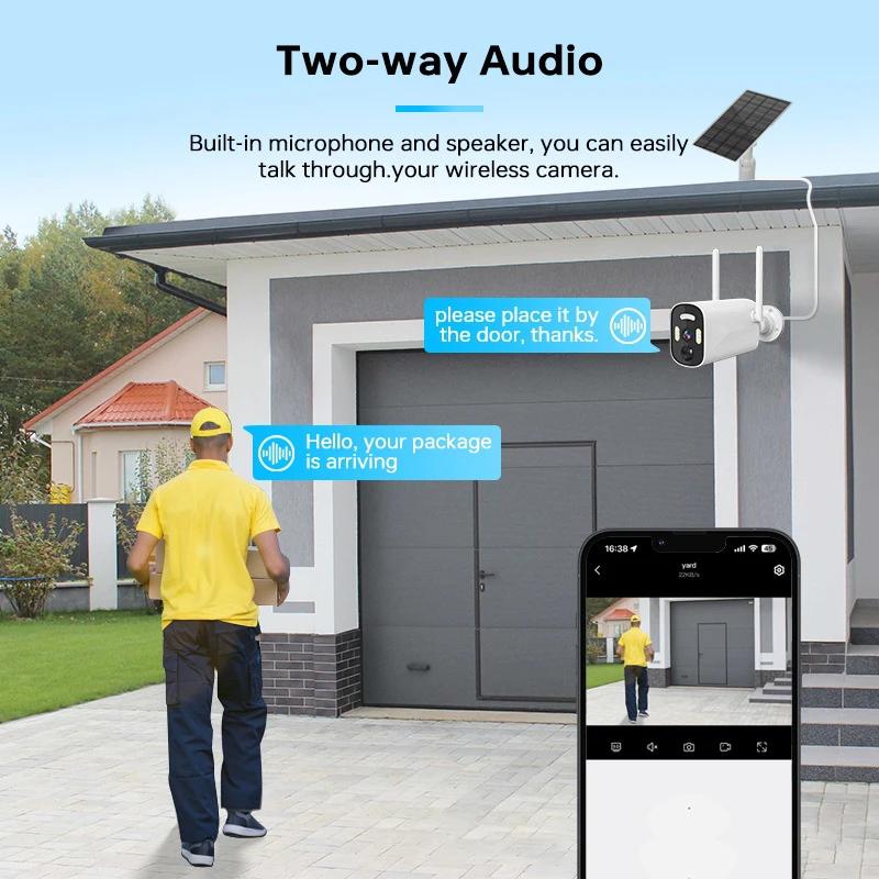 4MP Low Power Camera Wi-Fi Home HD Surveillance Camera Solar Outdoor Security Alarms Solar
