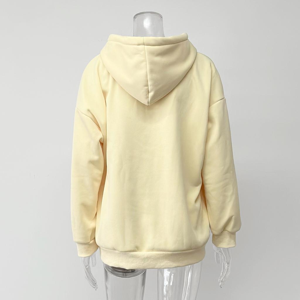 Autumn and Winter New Casual Hooded Long Sleeve Cardigan Sweatshirt Loose Zipper Sweatshirt Women's Clothing