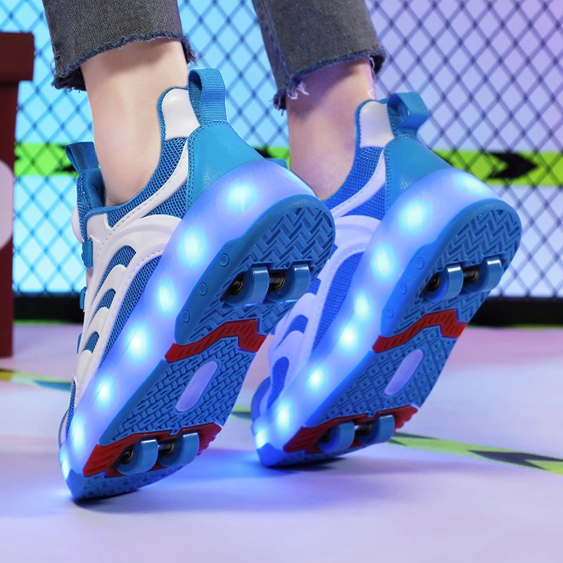 Runaway Shoes 6 To 12 Year Old Girls Break Away Roller Skates Can Walk Boys Flash Light Skating Sneakers