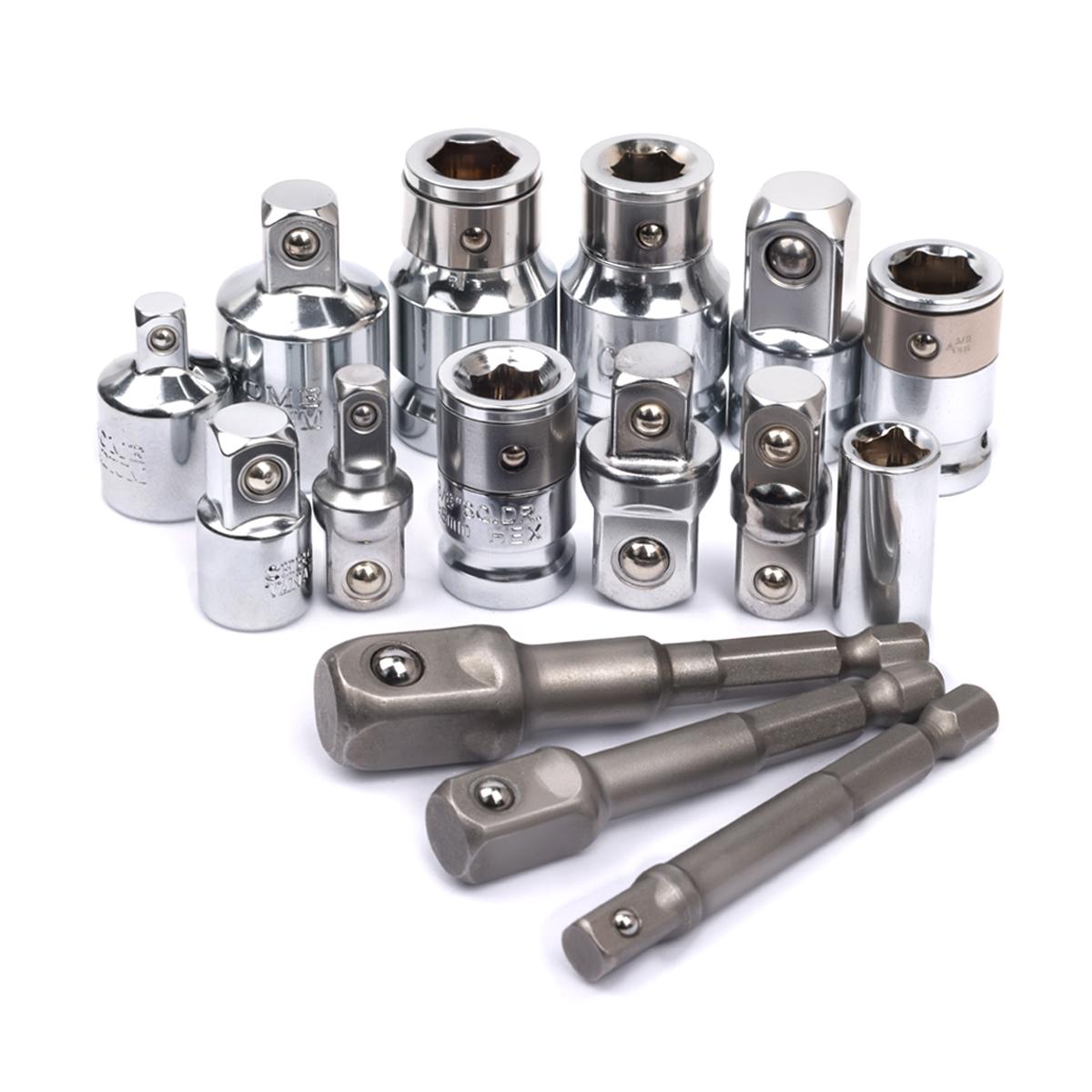 

15pcs Ratchet Wrench Socket Converter Head Adapter Set 6 Point Nut Bit Holder Drill Screwdriver Drive Repair Spanner Tool