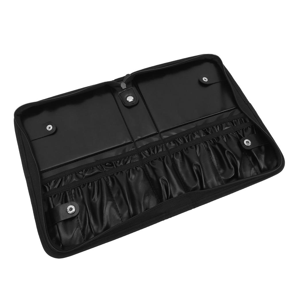 Folding Makeup Brush Organizer Bag PU Leather Stain Resistant 14 Holes Easy Access Travel Cosmetic Brush Case