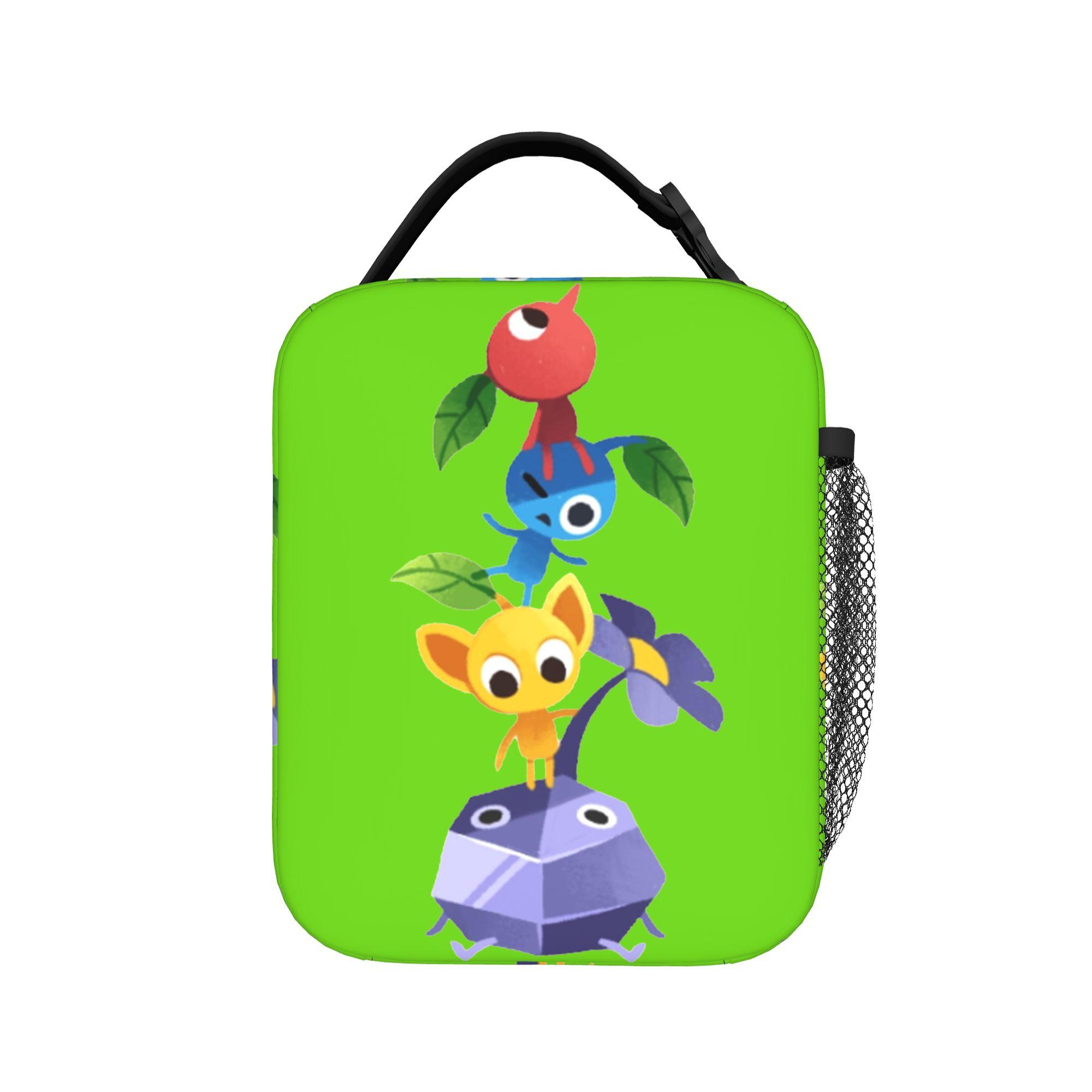 Schattige Pikmins Geïsoleerde Lunchtassen Grote Game Kunst Maaltijdcontainer Koeltas Tote Lunchbox Strand Picknick Mannen Vrouwen One Size