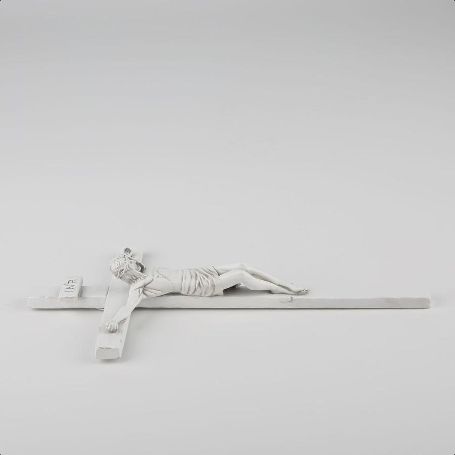 DevotedWalls Handmade White Crucifix for Wall Decor White Crucifix Spiritual Gift Stone Finish 9 Inches Heigh Wall Crosses Jesu