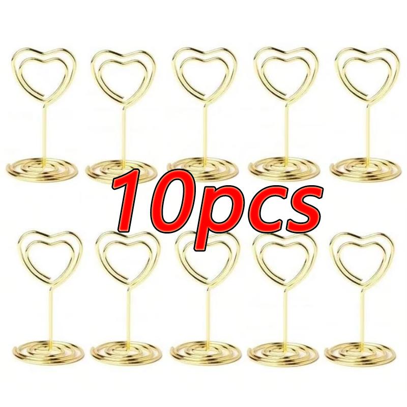 10-50pcs Mini Place Card Holder Wedding Table Number Holders Table Card Holders Party Heart Shaped Table Sign Photo Holder